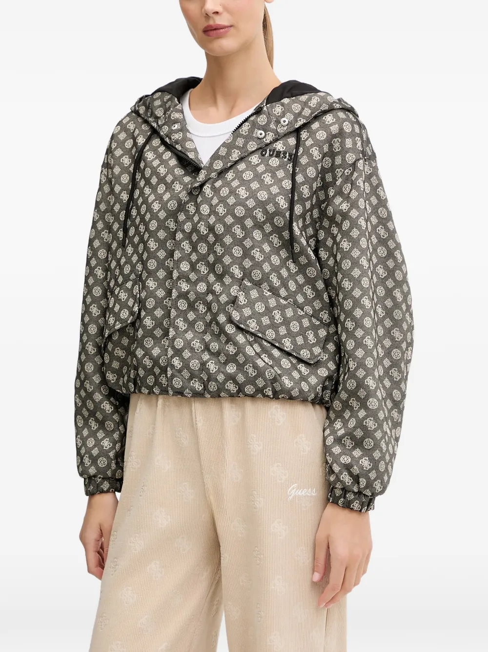 GUESS USA patterned hooded jacket | Grey | Image 1