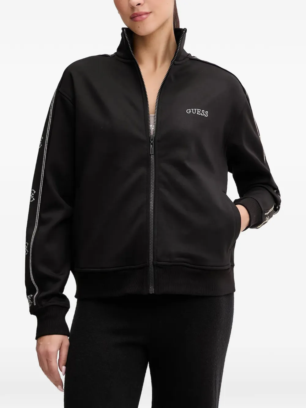 GUESS USA embellished zip sweatshirt - Nero