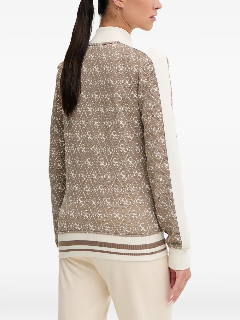 Guess Usa Monogram Zip Sweater - Brown 
