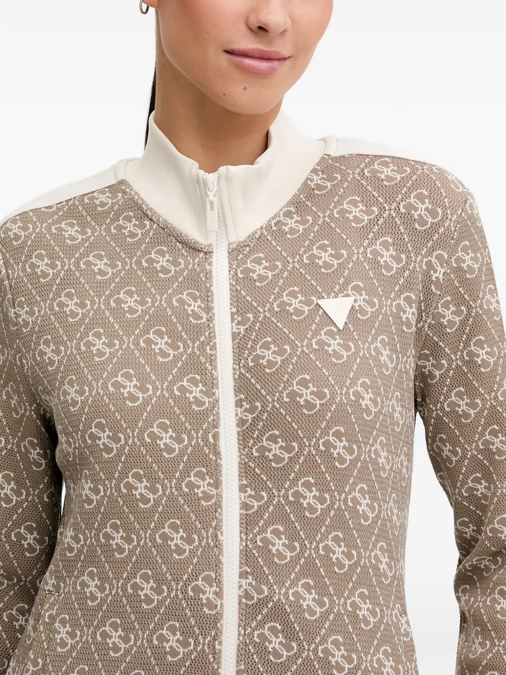 GUESS USA Trui met monogram en rits Bruin