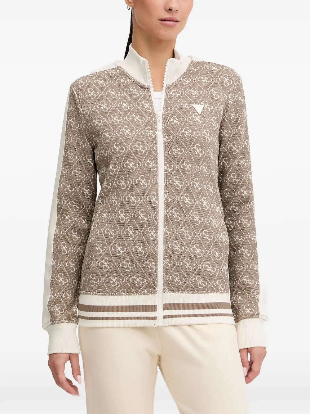 GUESS USA monogram zip sweater | Brown | Image 1