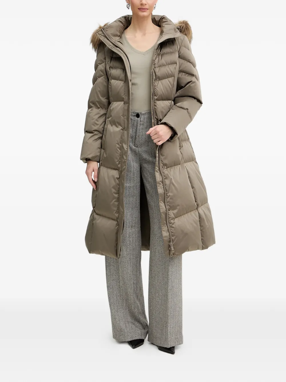  Guess Usa Hooded Padded Coat - Neutrals 
