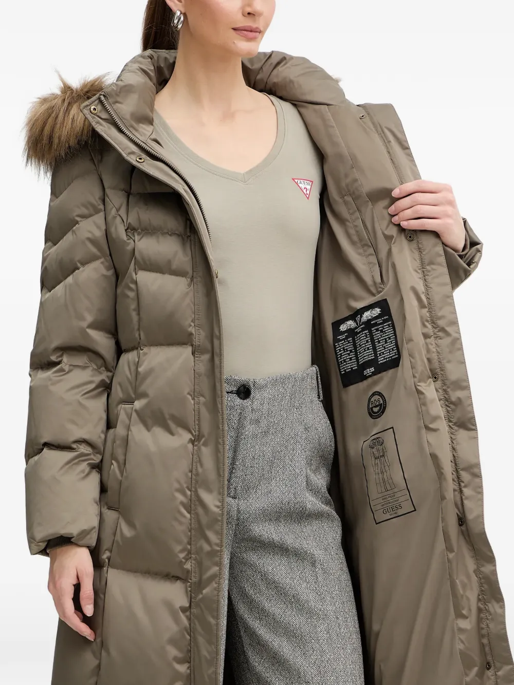 GUESS USA Gewatteerde jas met capuchon Beige