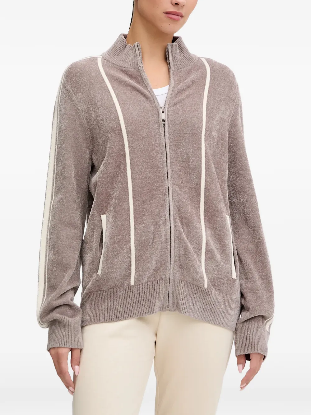 GUESS USA striped zip-up sweatshirt - Grigio