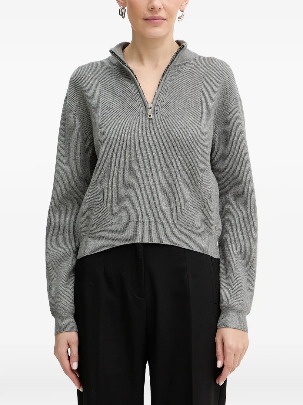 GUESS USA Harley zip ribbed sweater - Grigio