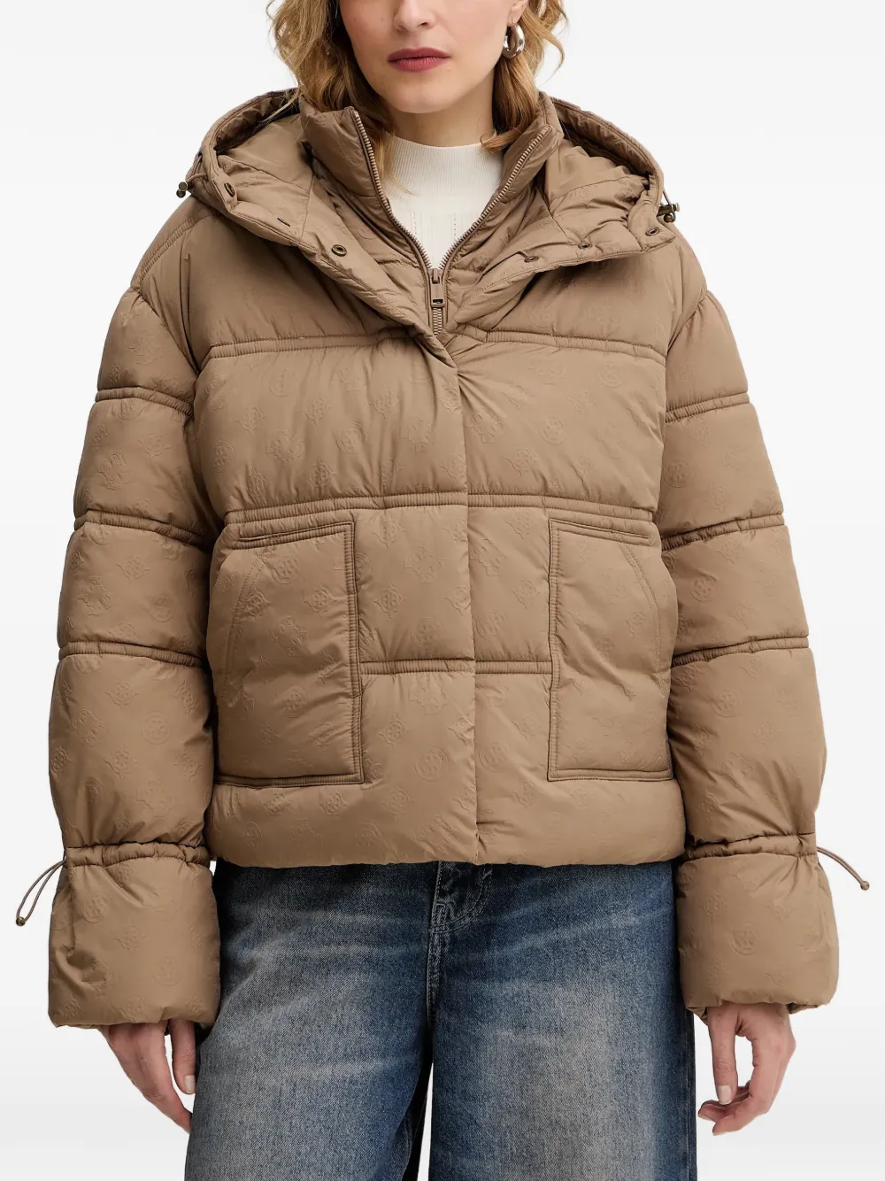 GUESS USA hooded pattern puffer jacket | marrón | Image 1