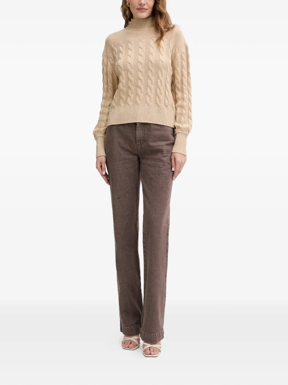  Guess Usa Cable Knit Sweater - Neutrals 