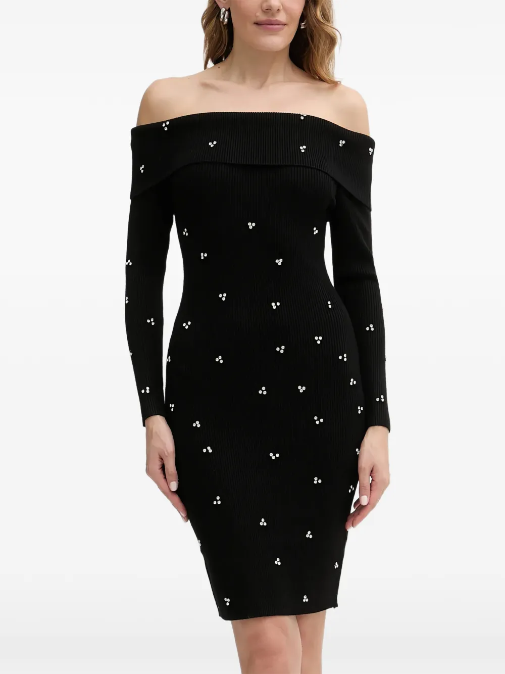 GUESS USA off-shoulder embellished mini dress - Nero
