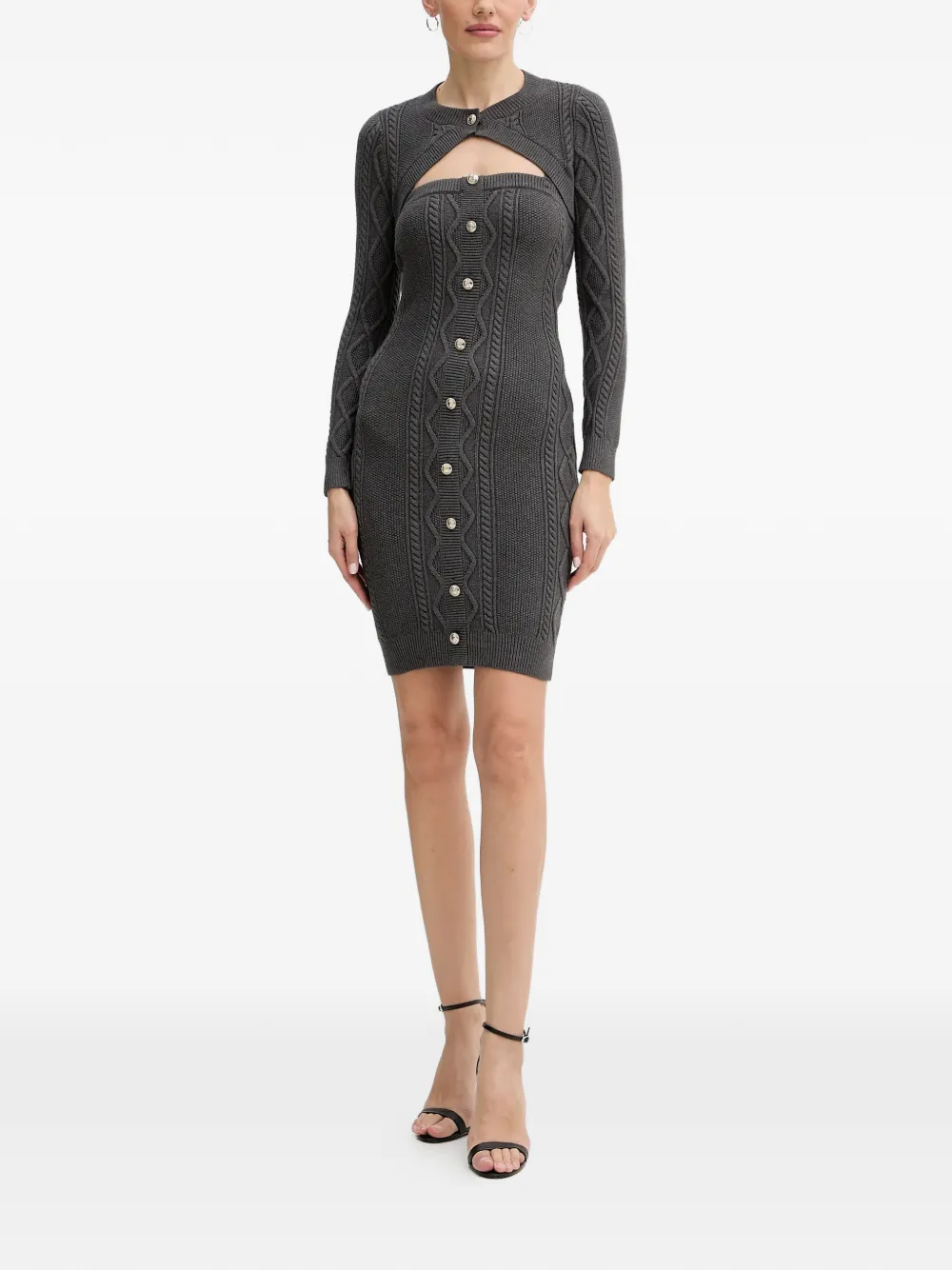 GUESS USA cable knit button mini dress - Grijs