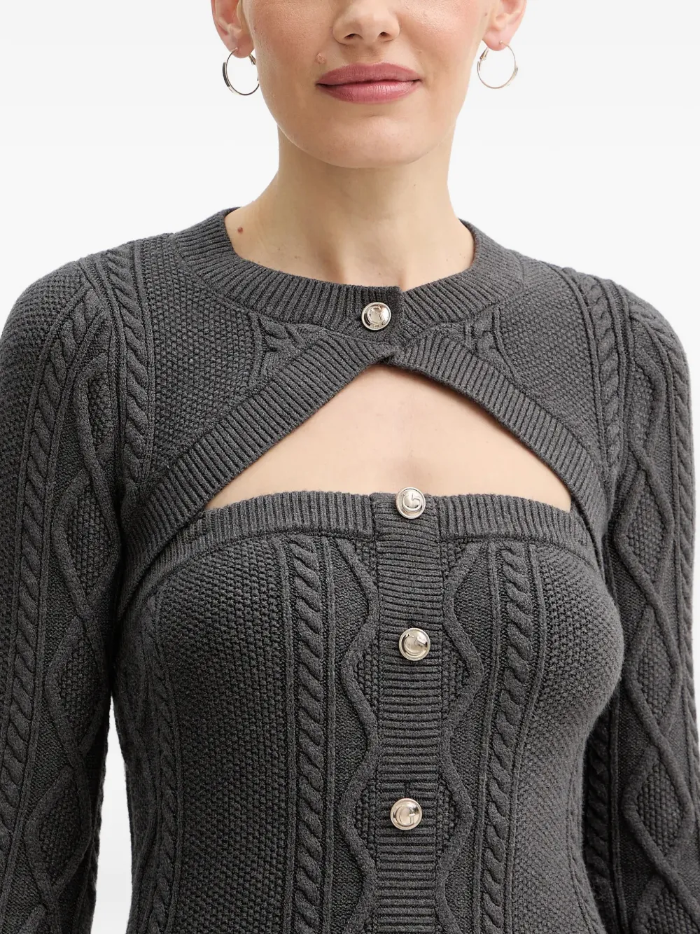 Cable Knit Button Mini Dress