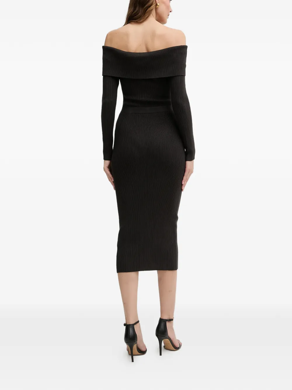 GUESS USA Off-shoulder midi-jurk met knoop Bruin