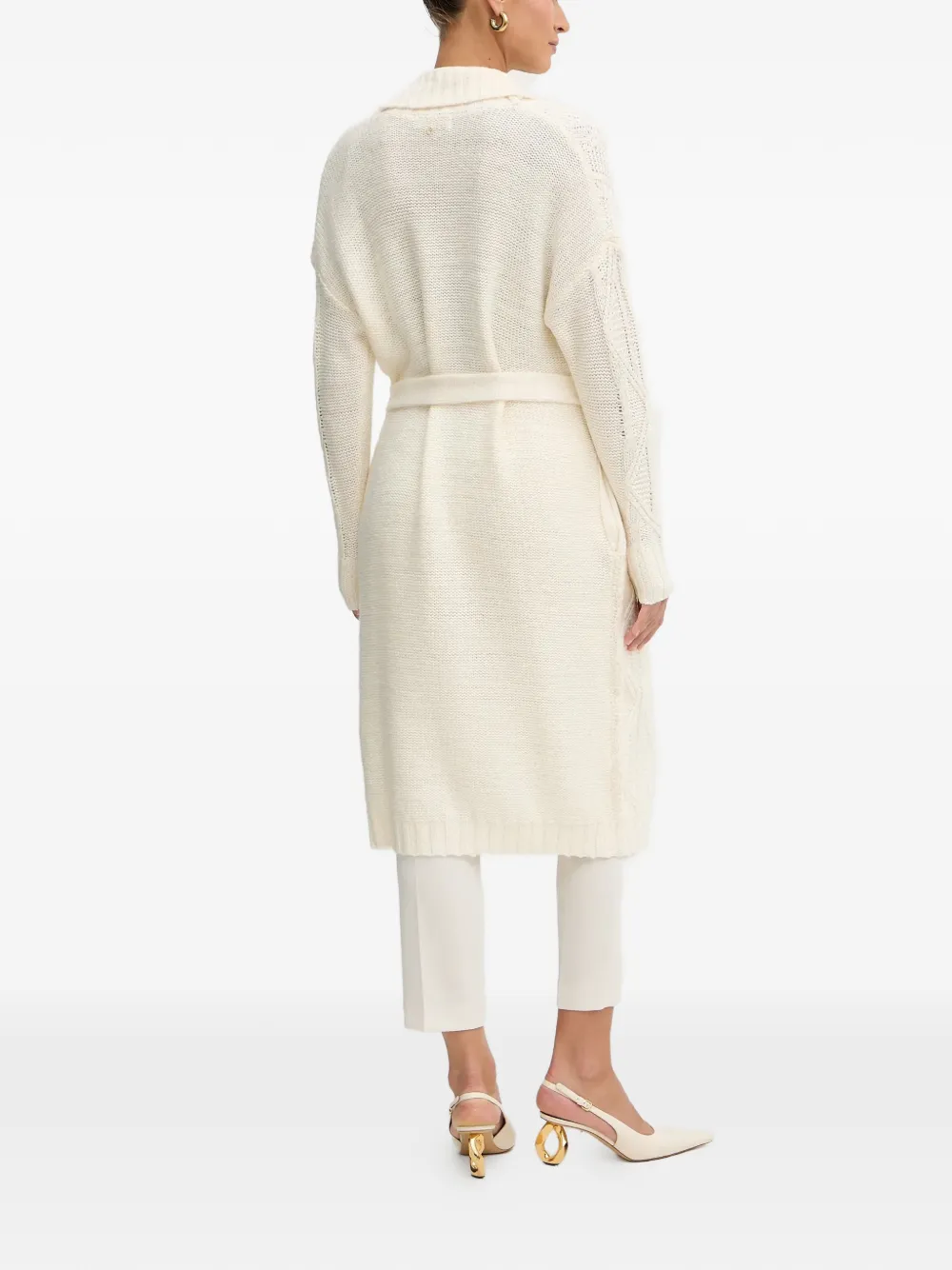  Guess Usa Cable-knit Belted Cardigan - Neutrals 