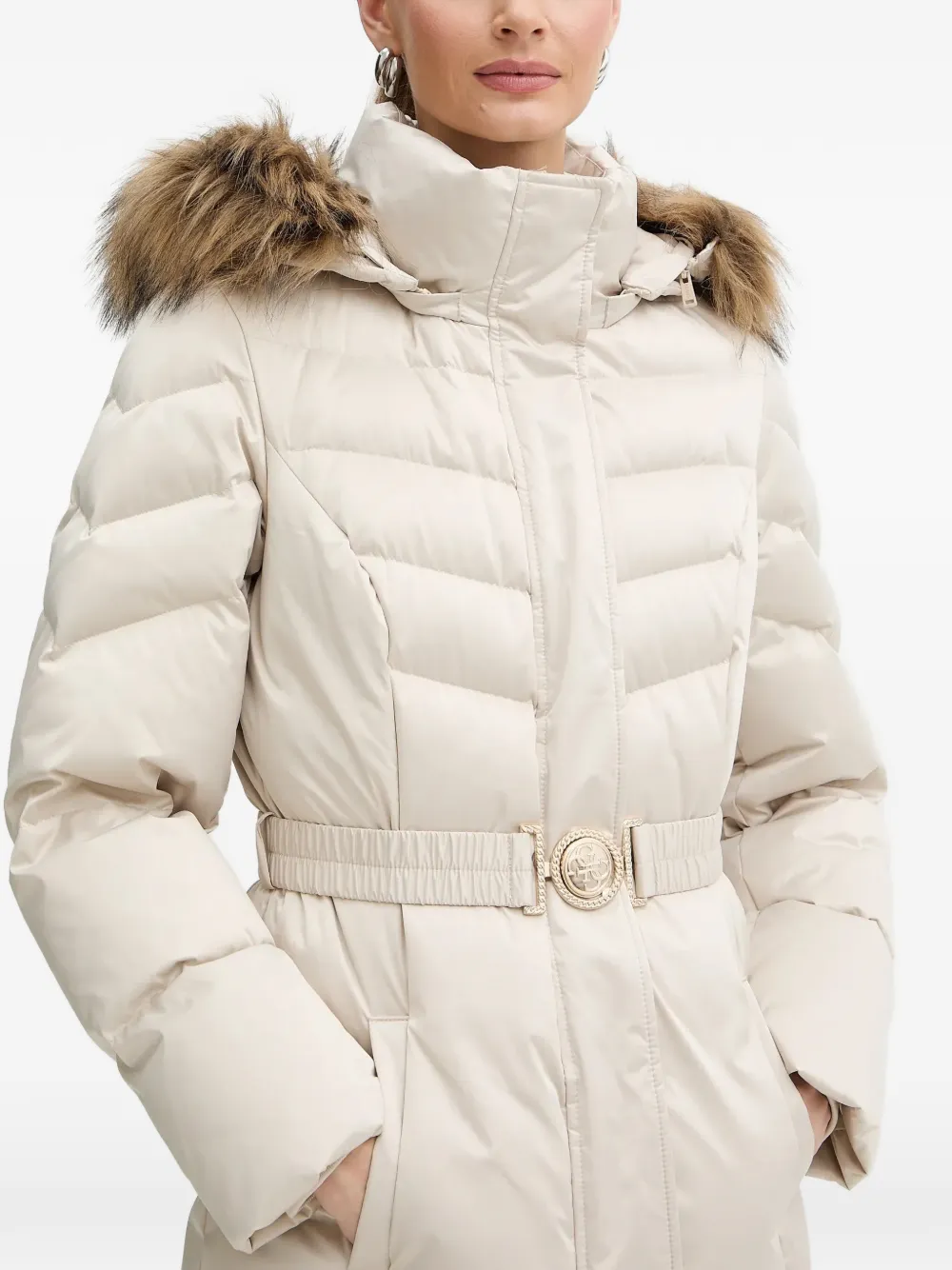 Fur Hooded Belted Jacket