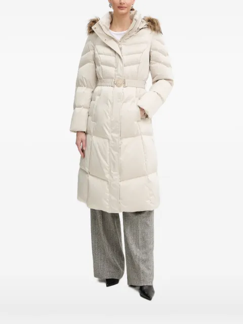 GUESS USA fur hooded belted jacket