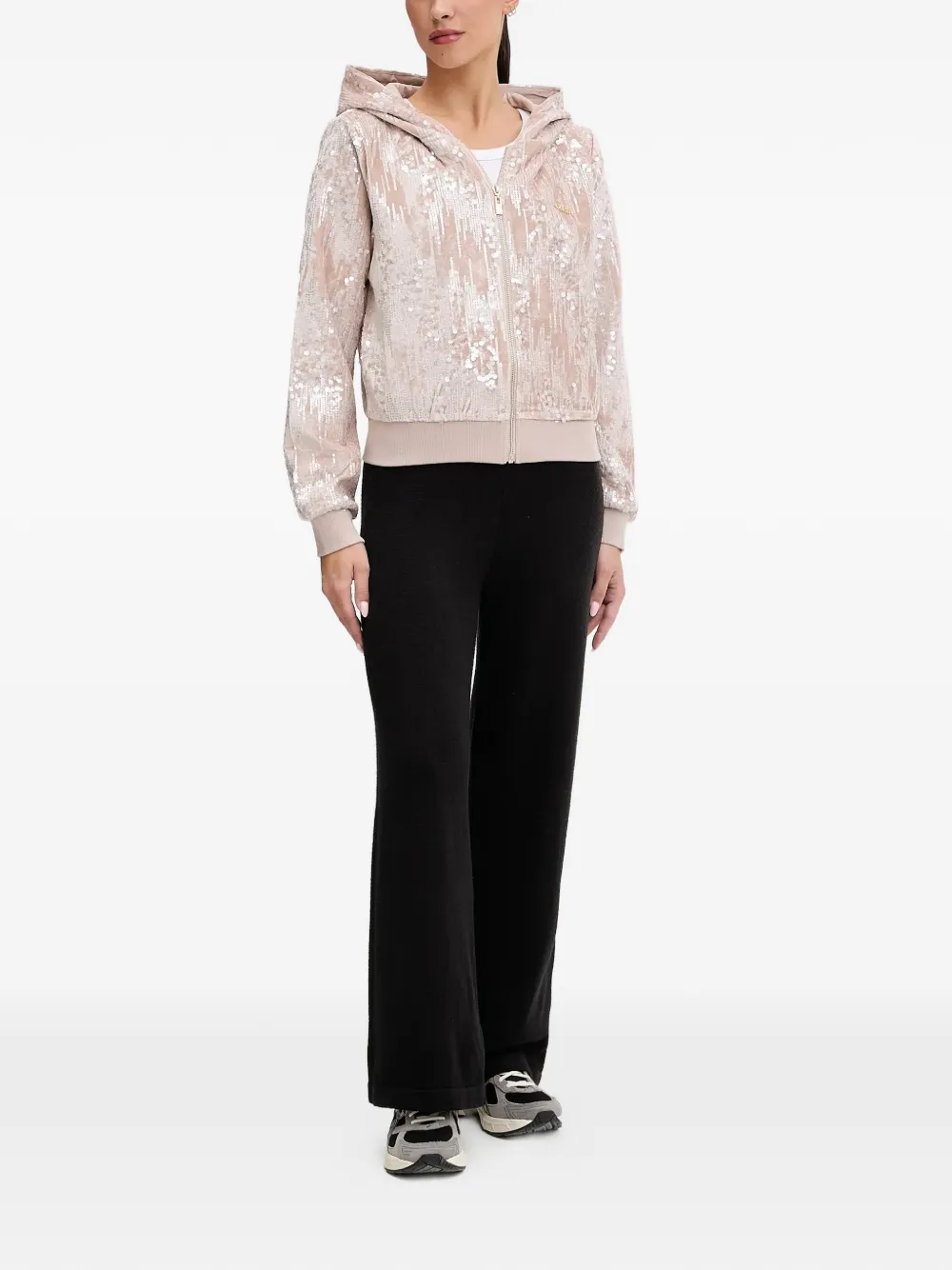 GUESS USA sequin-embellishment hoodie - Beige