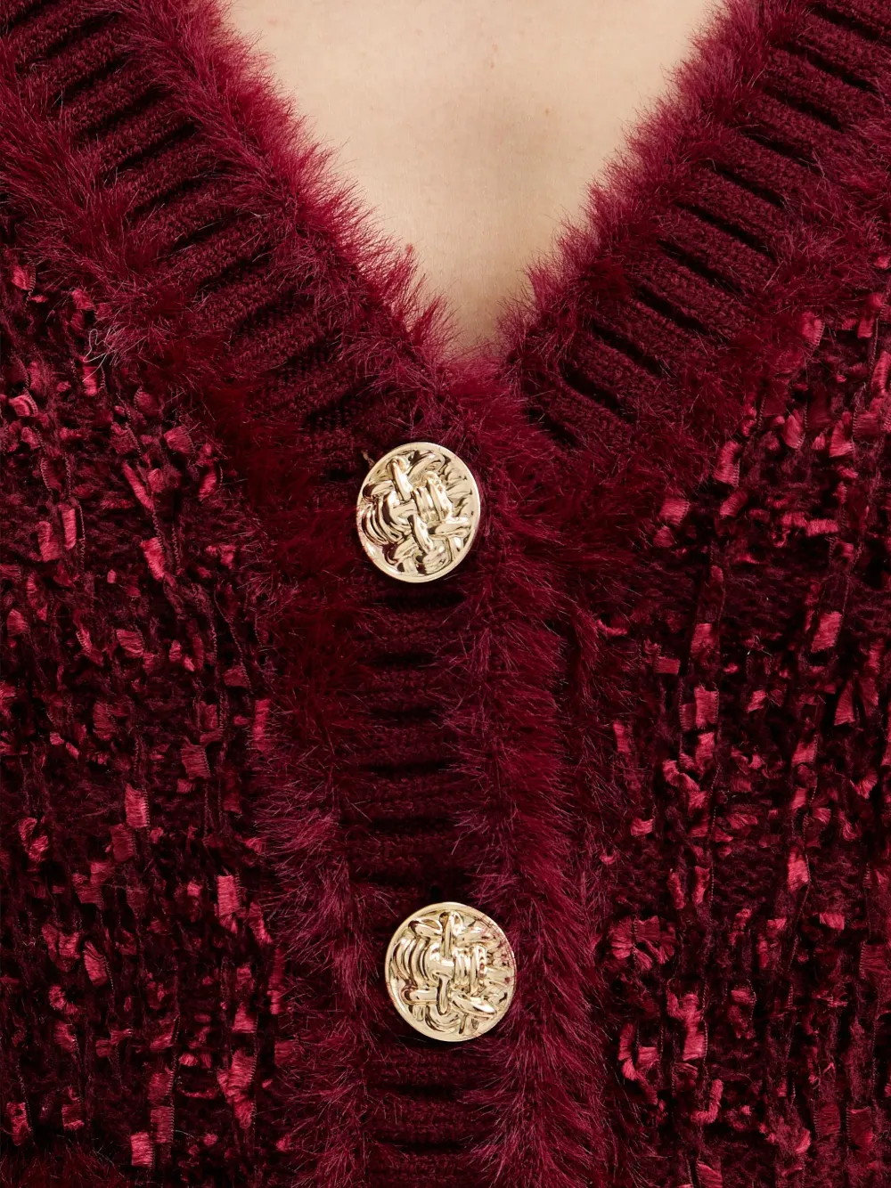 Guess Usa Button V-neck Cardigan In Red