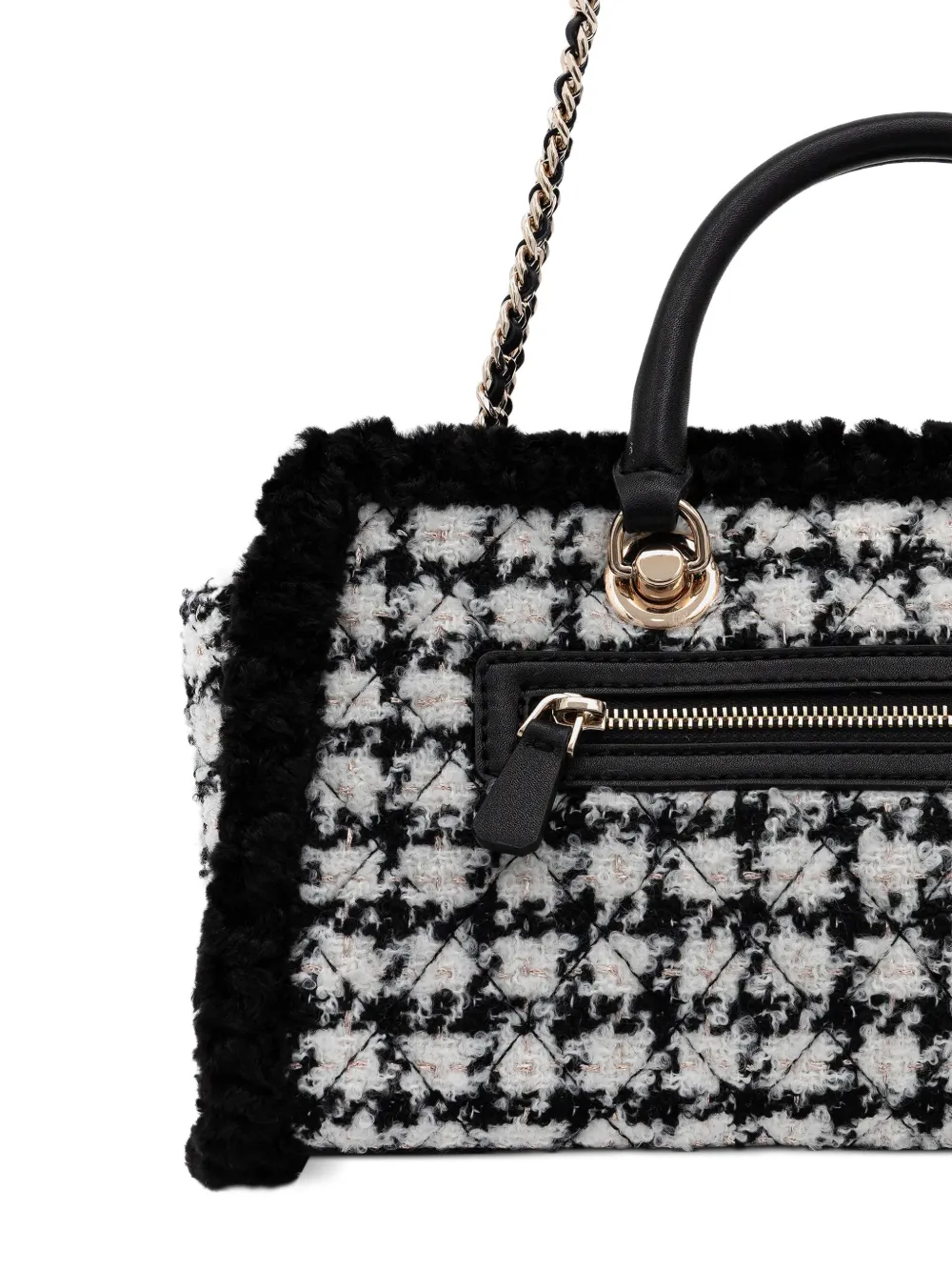 Logo-Plaque Houndstooth Tote Bag