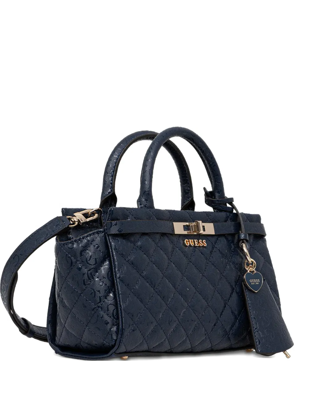 GUESS USA Idra quilted heart-charm tote bag - Blu