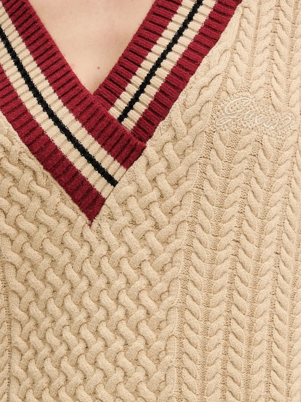 Lina V-Neck Cable Sweater