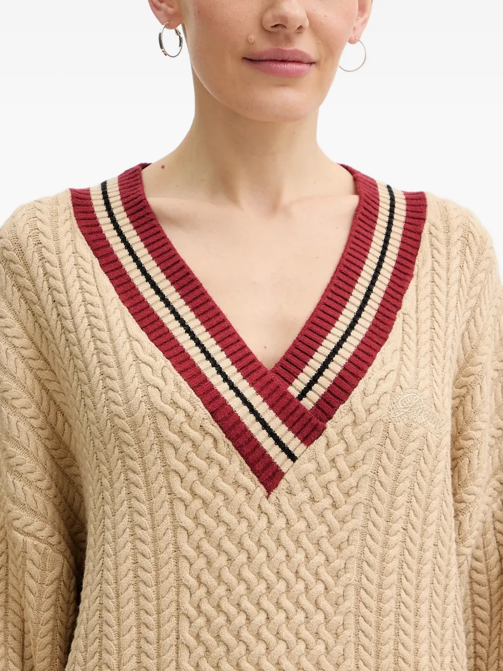 Lina V-Neck Cable Sweater