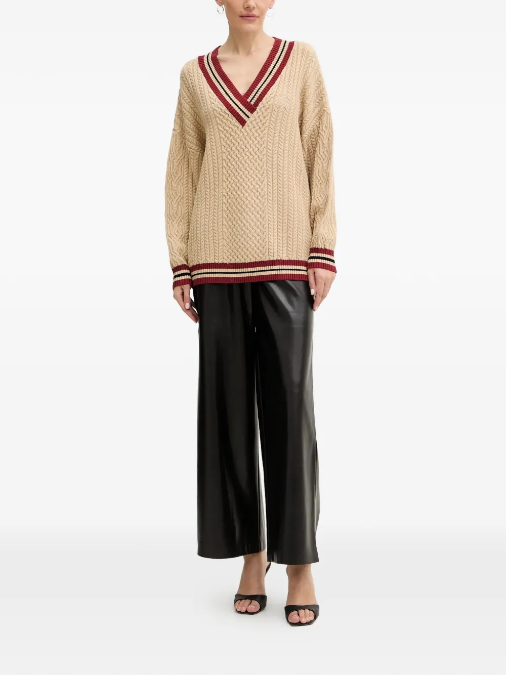 Lina V-Neck Cable Sweater