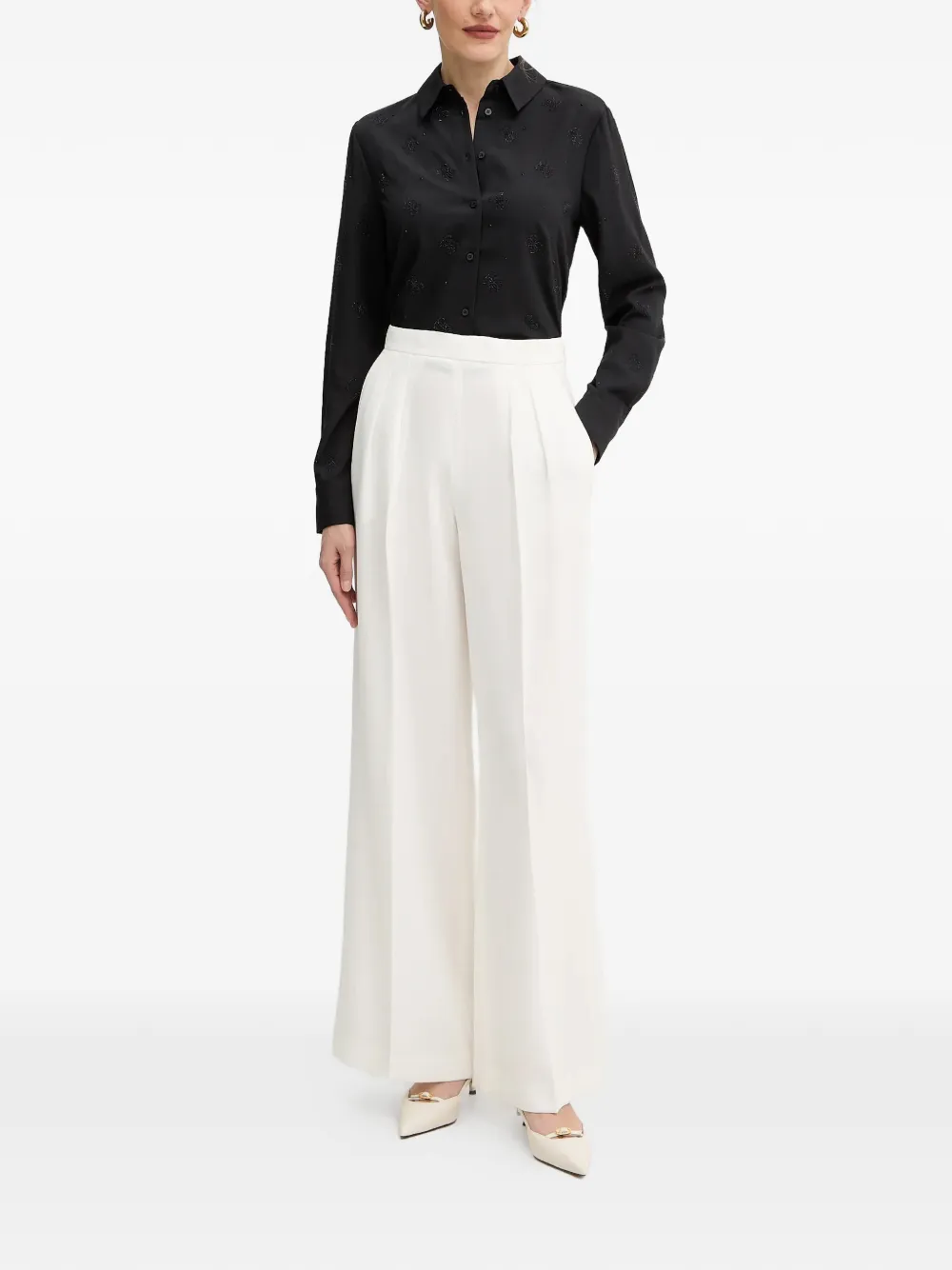 GUESS USA beaded collared blouse - Zwart