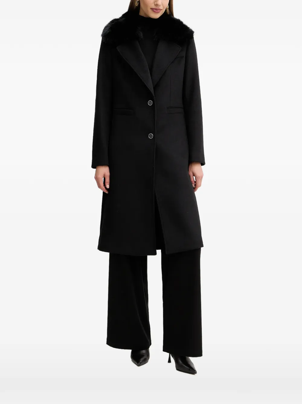 GUESS USA faux fur-collared coat - Nero