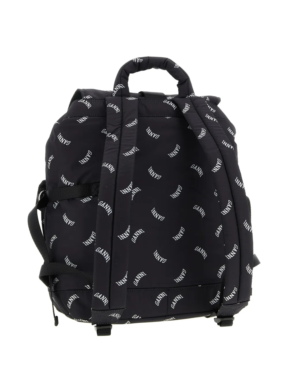 GANNI logo-print buckle backpack - Zwart