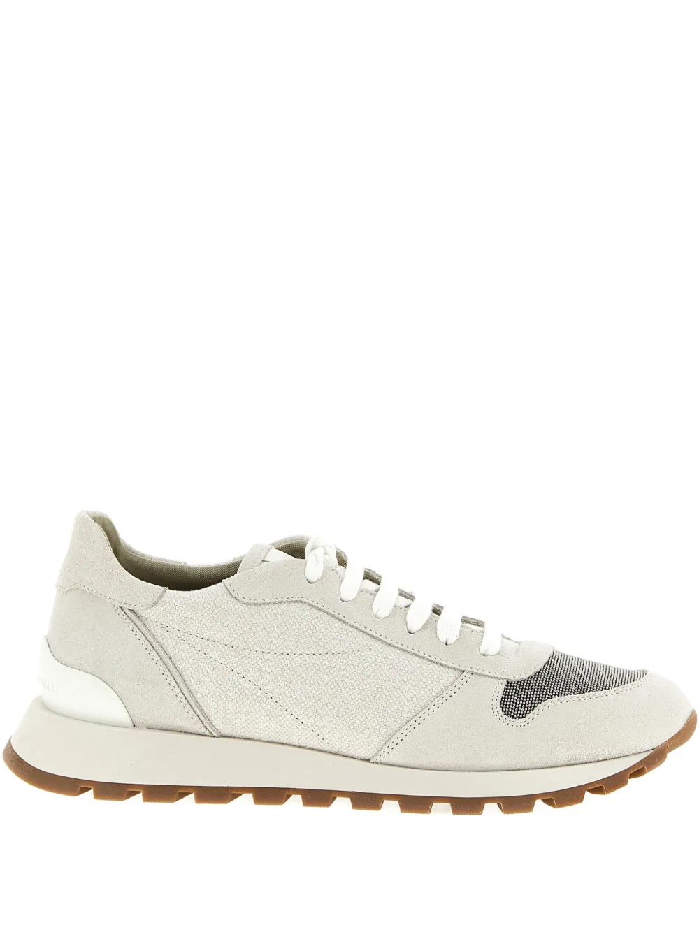 Brunello Cucinelli suede appliqué sneakers | Neutrals | Image 1