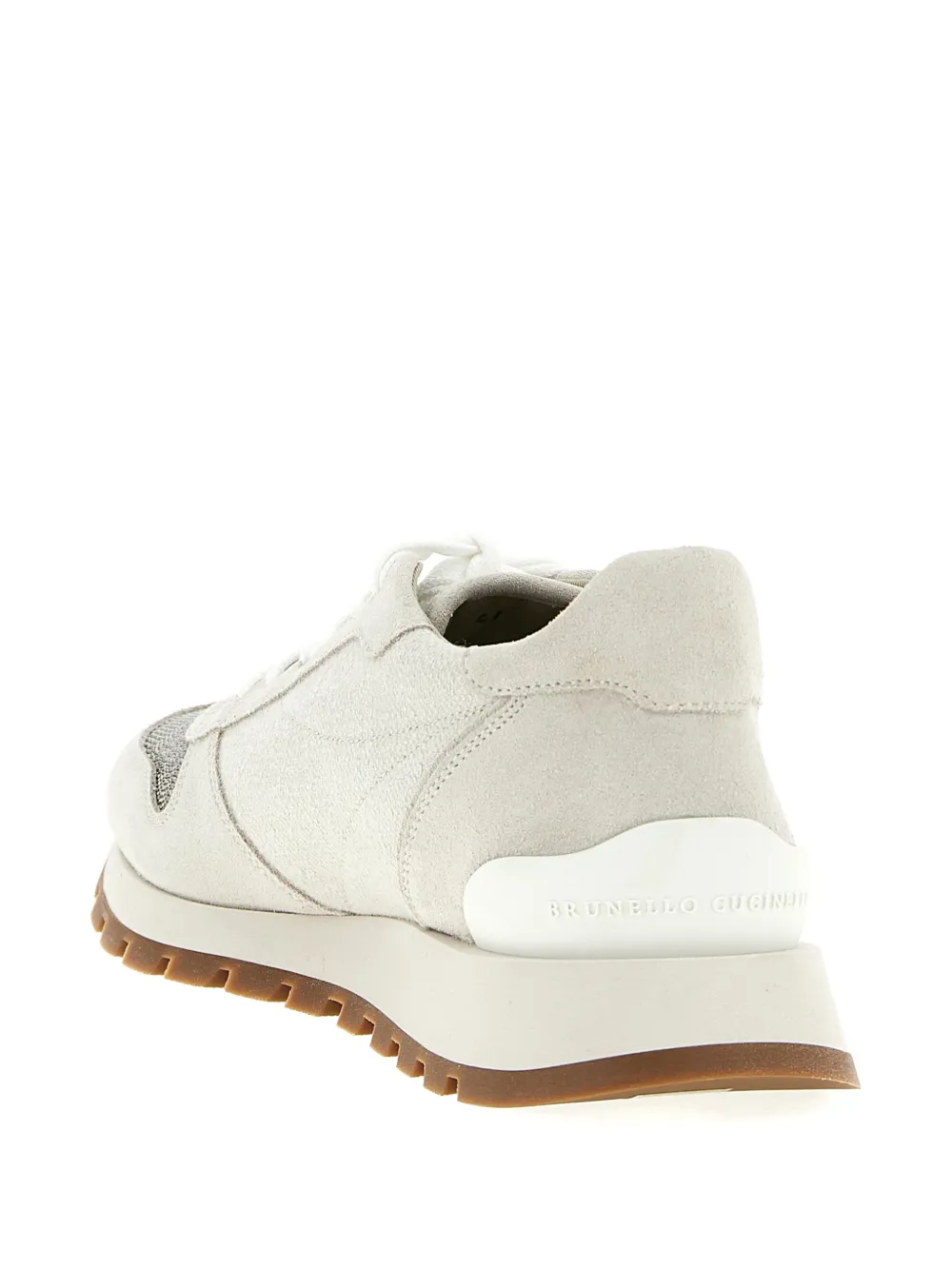 Brunello Cucinelli Suède sneakers met applicatie Beige