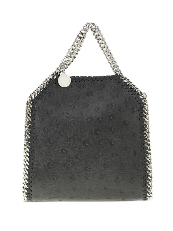 Stella McCartney Falabella Ostrich Tiny Tote Bag in Black
