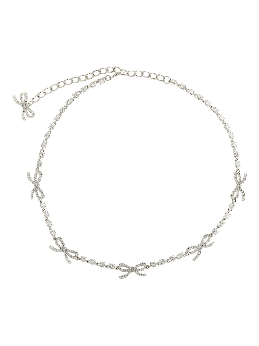Self-Portrait crystal-bow necklace - Argento
