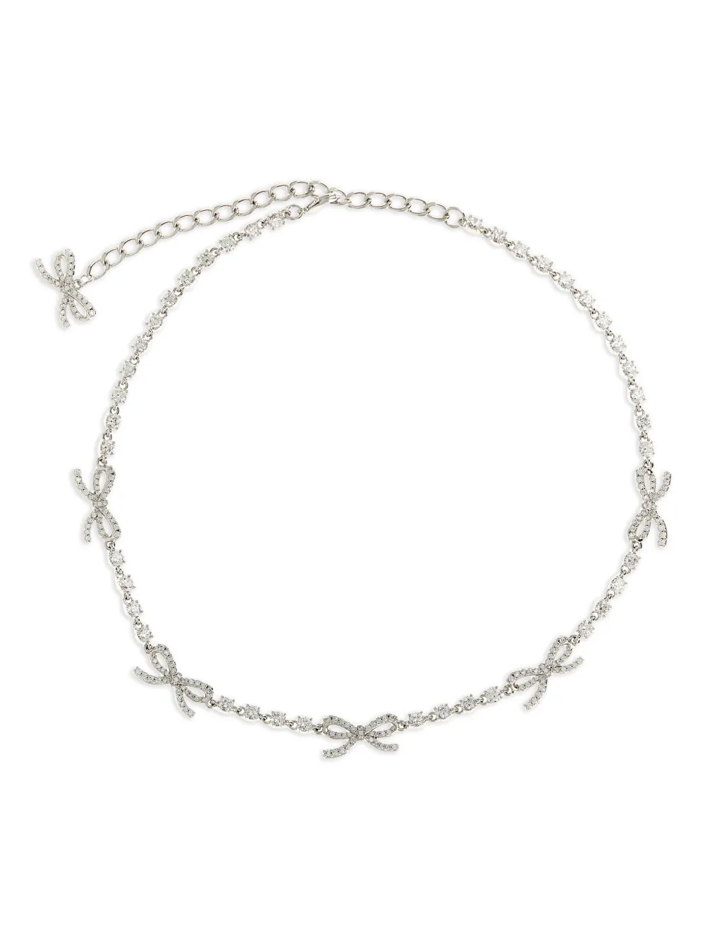 Self-Portrait crystal-bow necklace - Argento