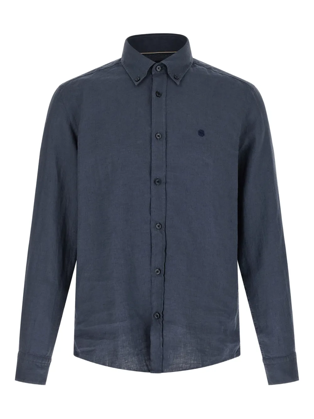 BOSS embroidered buton-fastening shirt - Blu