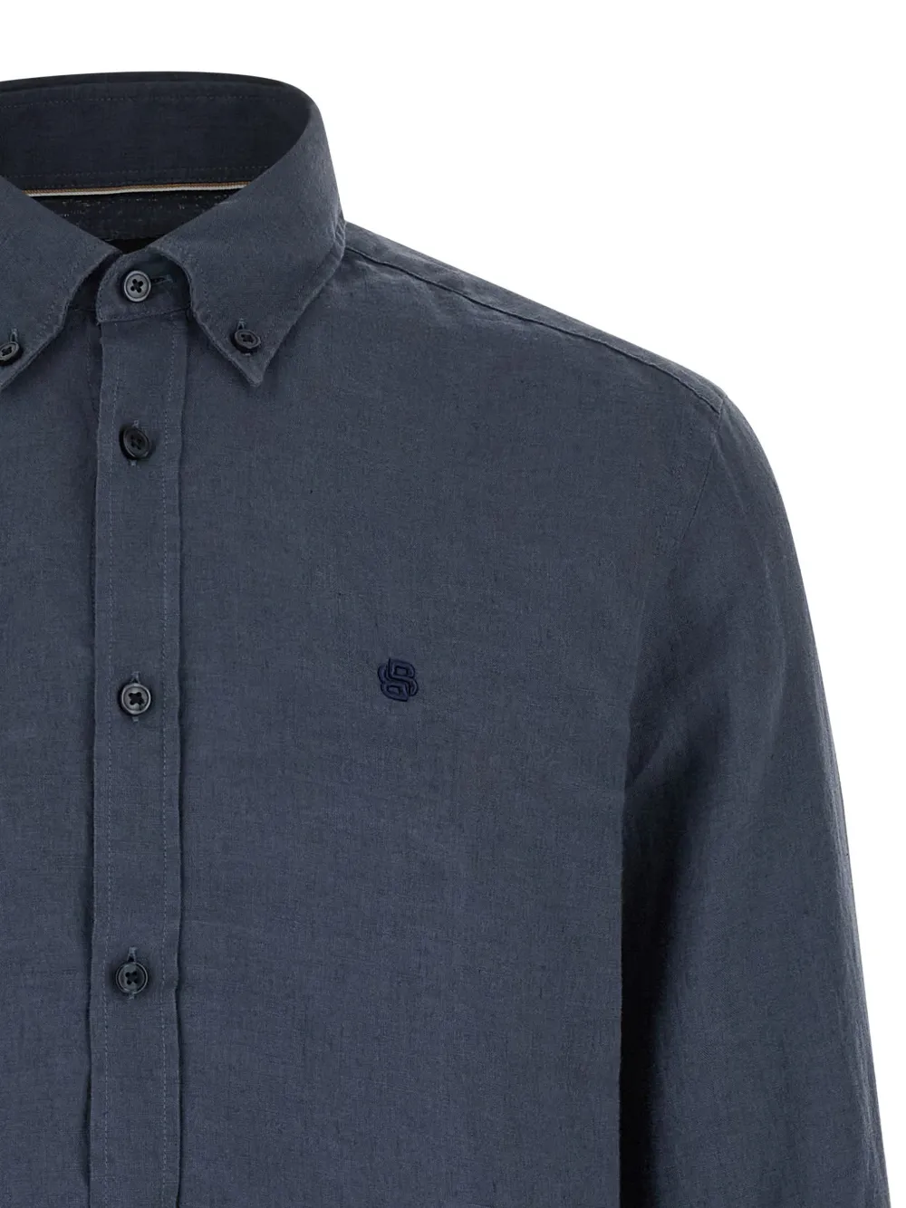 BOSS Overhemd met borduurwerk en knoopsluiting Blauw