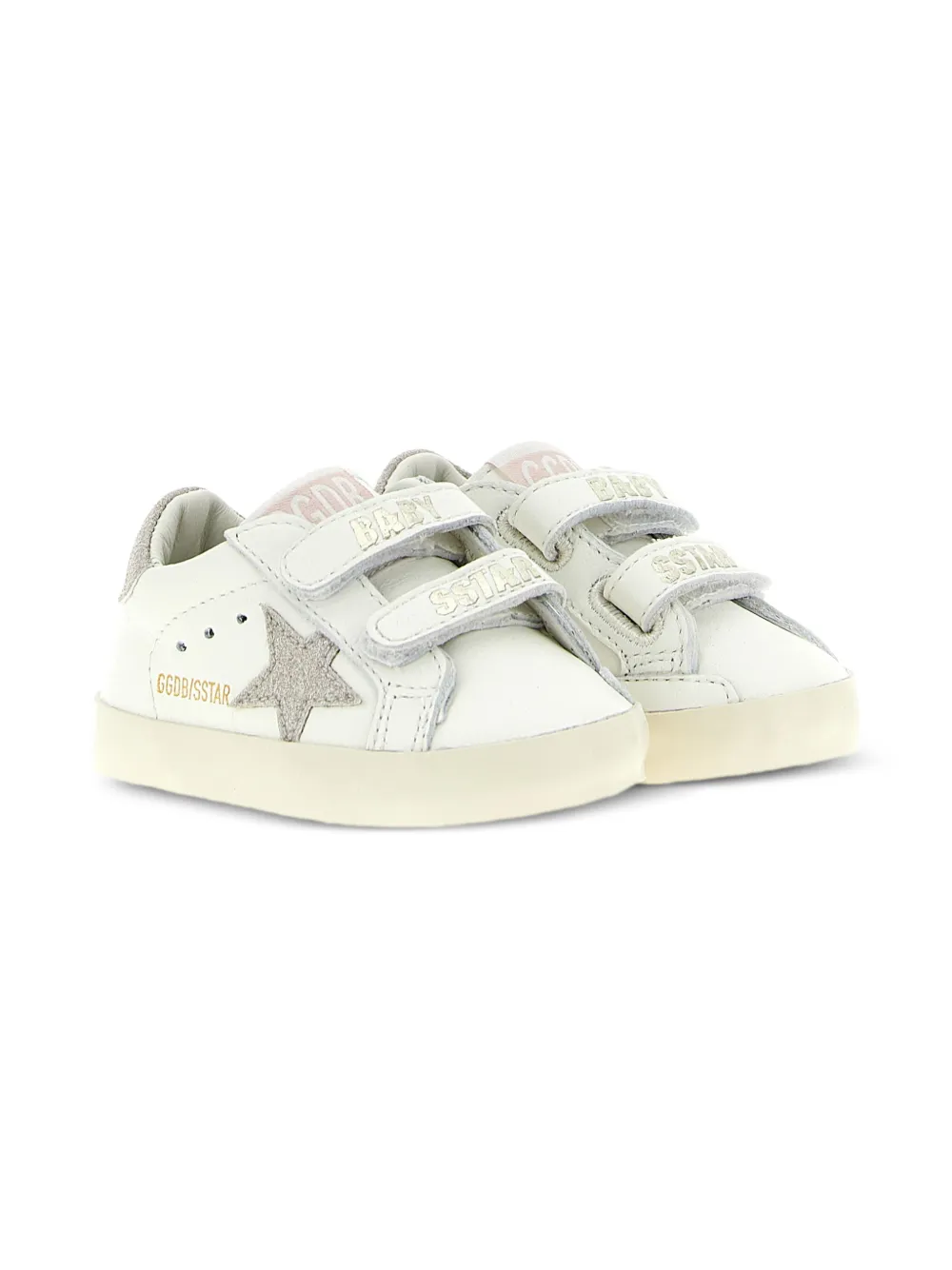 Golden Goose Kids Old School glitter-heel leather sneakers - Bianco