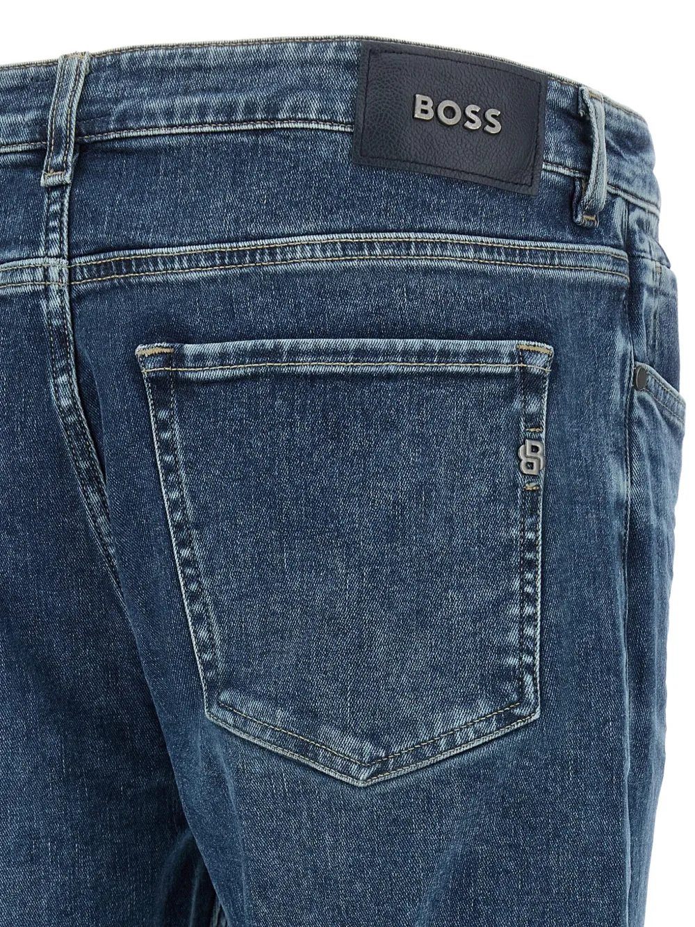 BOSS Katoenen denim broek Blauw