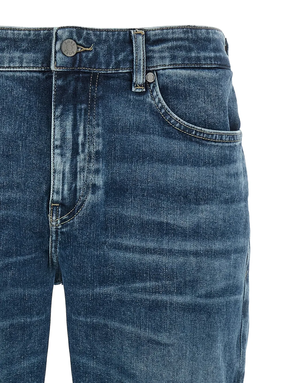 BOSS Katoenen denim broek Blauw
