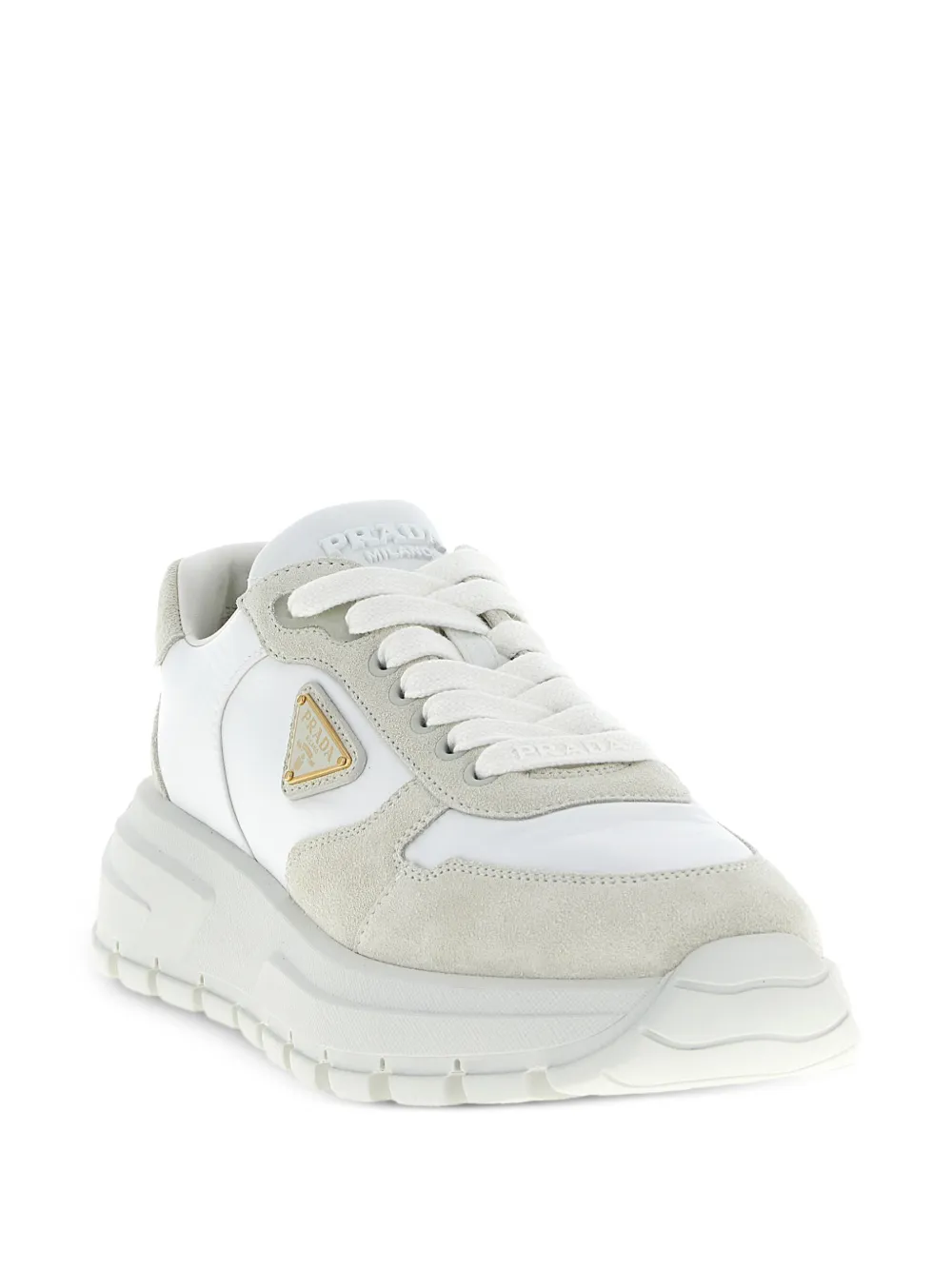 Prada Prax 01 sneakers met metalen triangel Wit