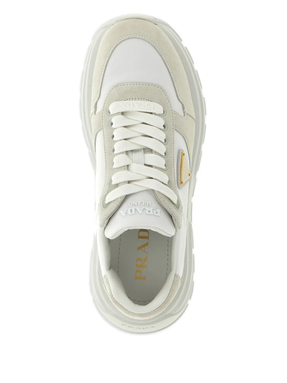 Prada Prax 01 sneakers met metalen triangel Wit