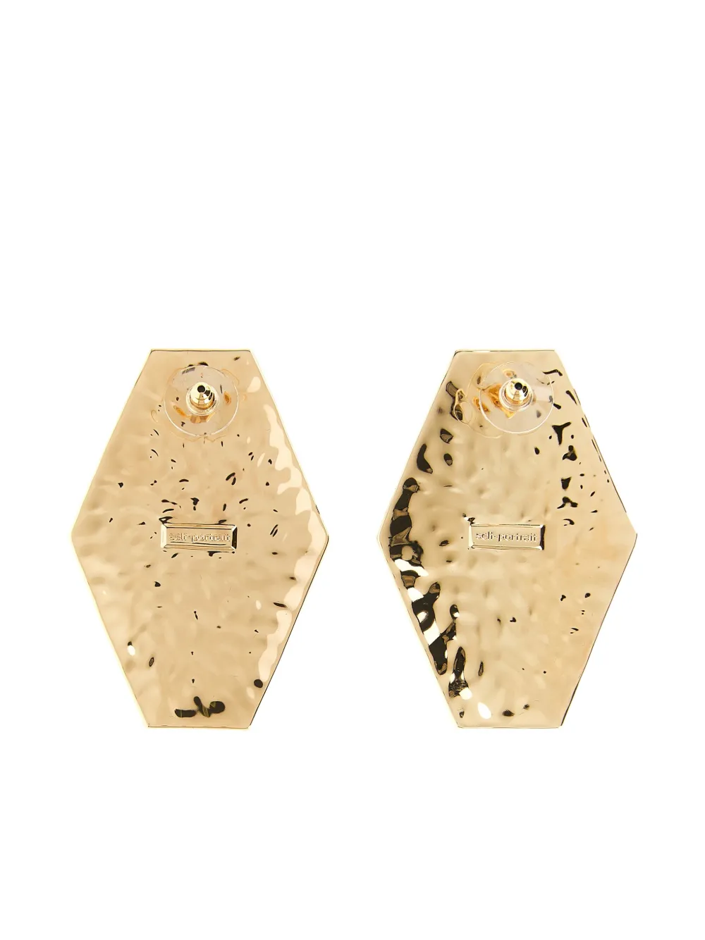 Self-Portrait large hammered pearl geometric earrings - Goud