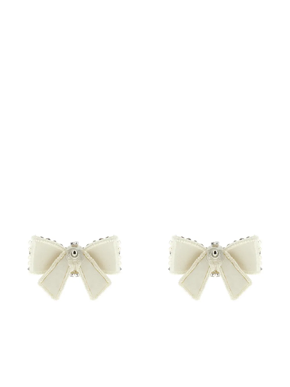 Self-Portrait pearl bow-shape earrings - Beige