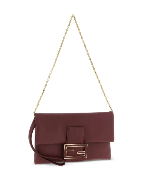FENDI Mamma Baguette Leather Clutch Bag | Red | FARFETCH