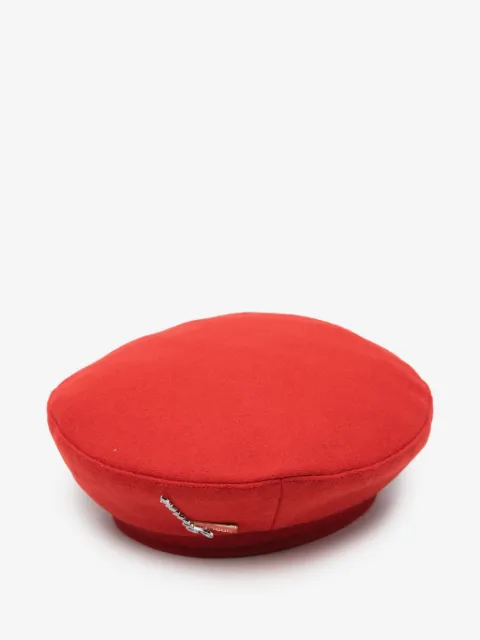 Barbour logo-brooch beret