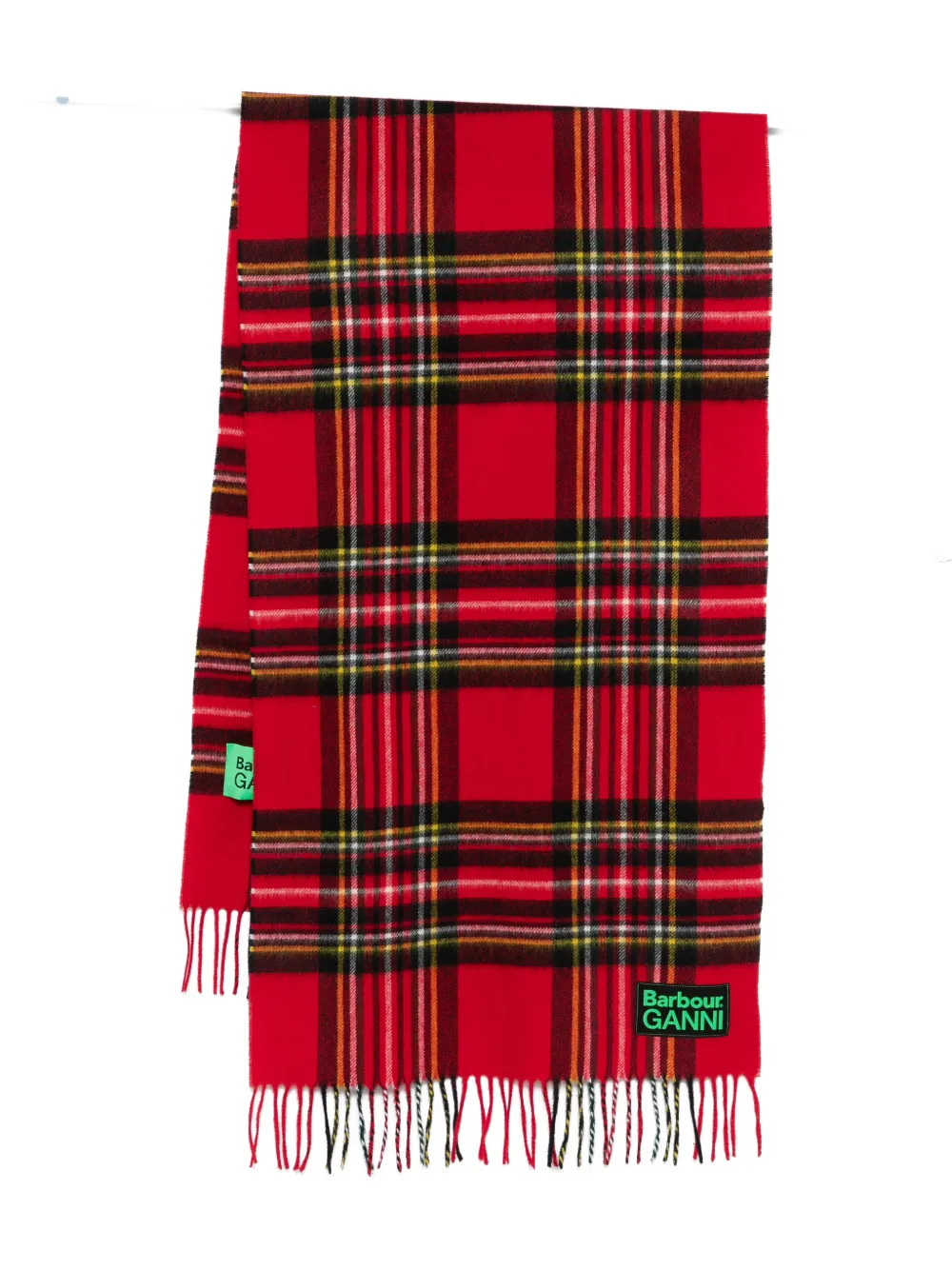 Barbour pattern fringed scarf - Rosso
