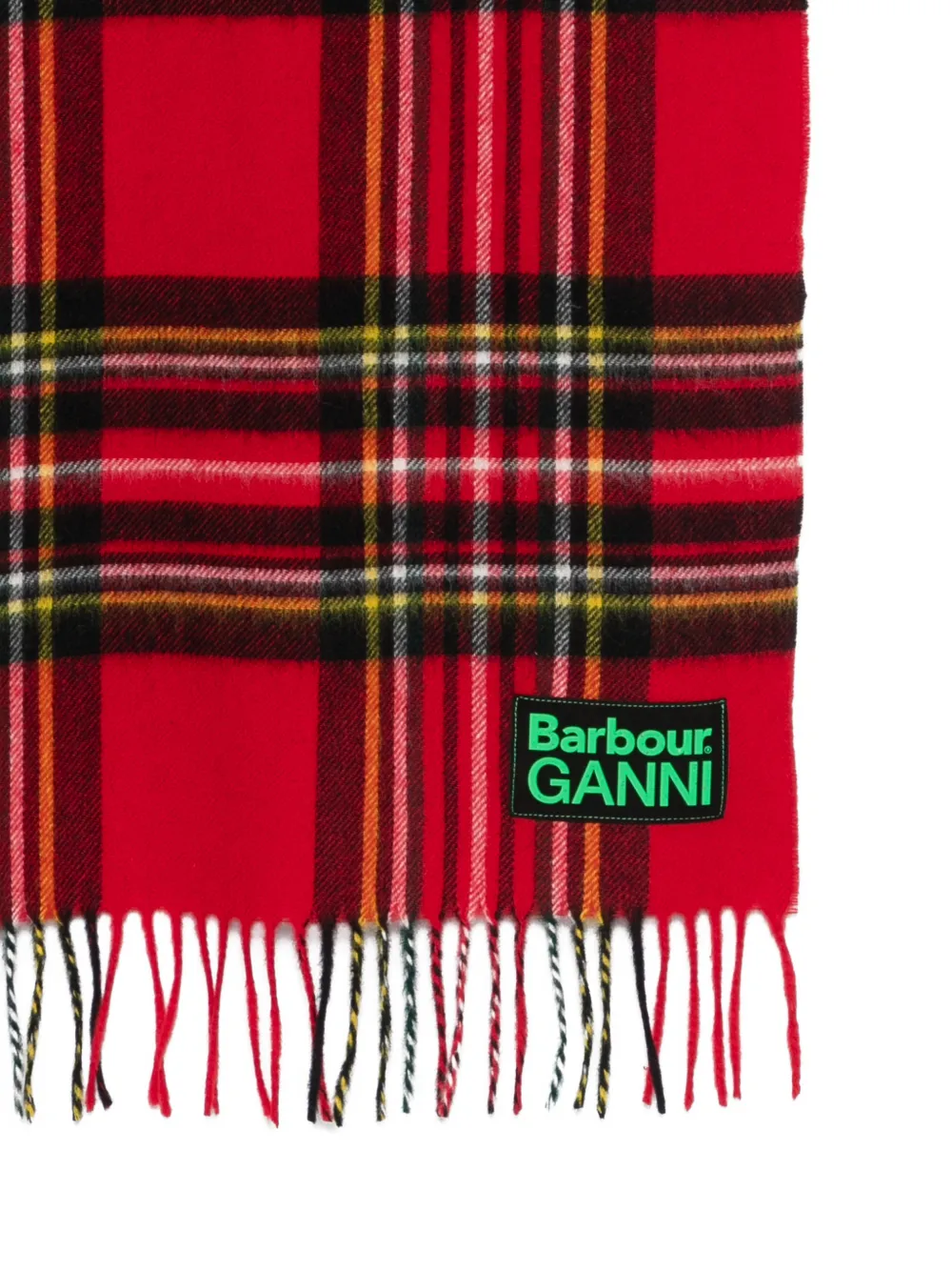  Barbour Pattern Fringed Scarf - Red 