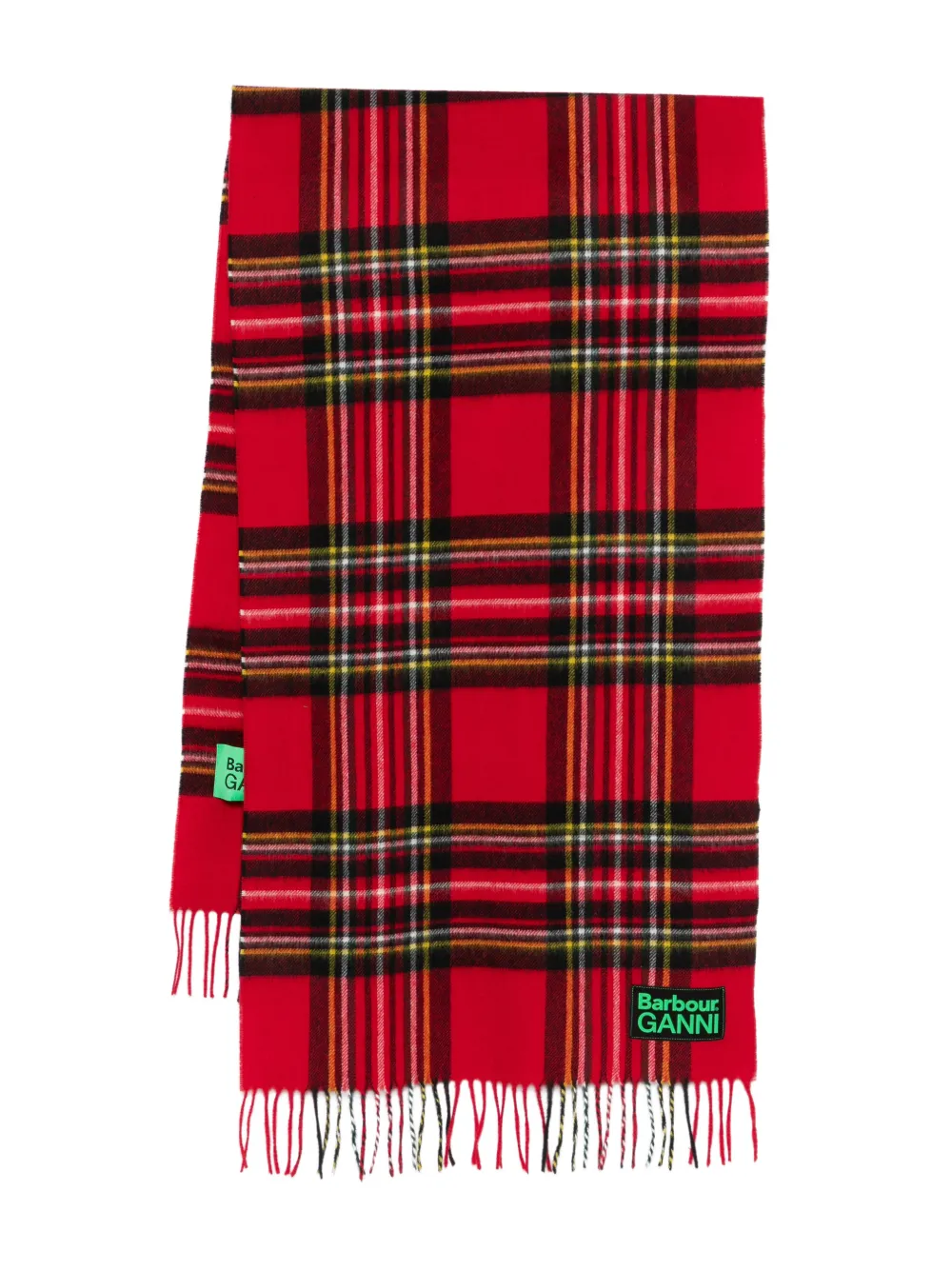 Barbour pattern fringed scarf - Rosso