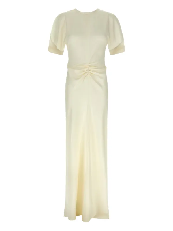 victoria beckham cream dress Gathered Waist Midi Dress