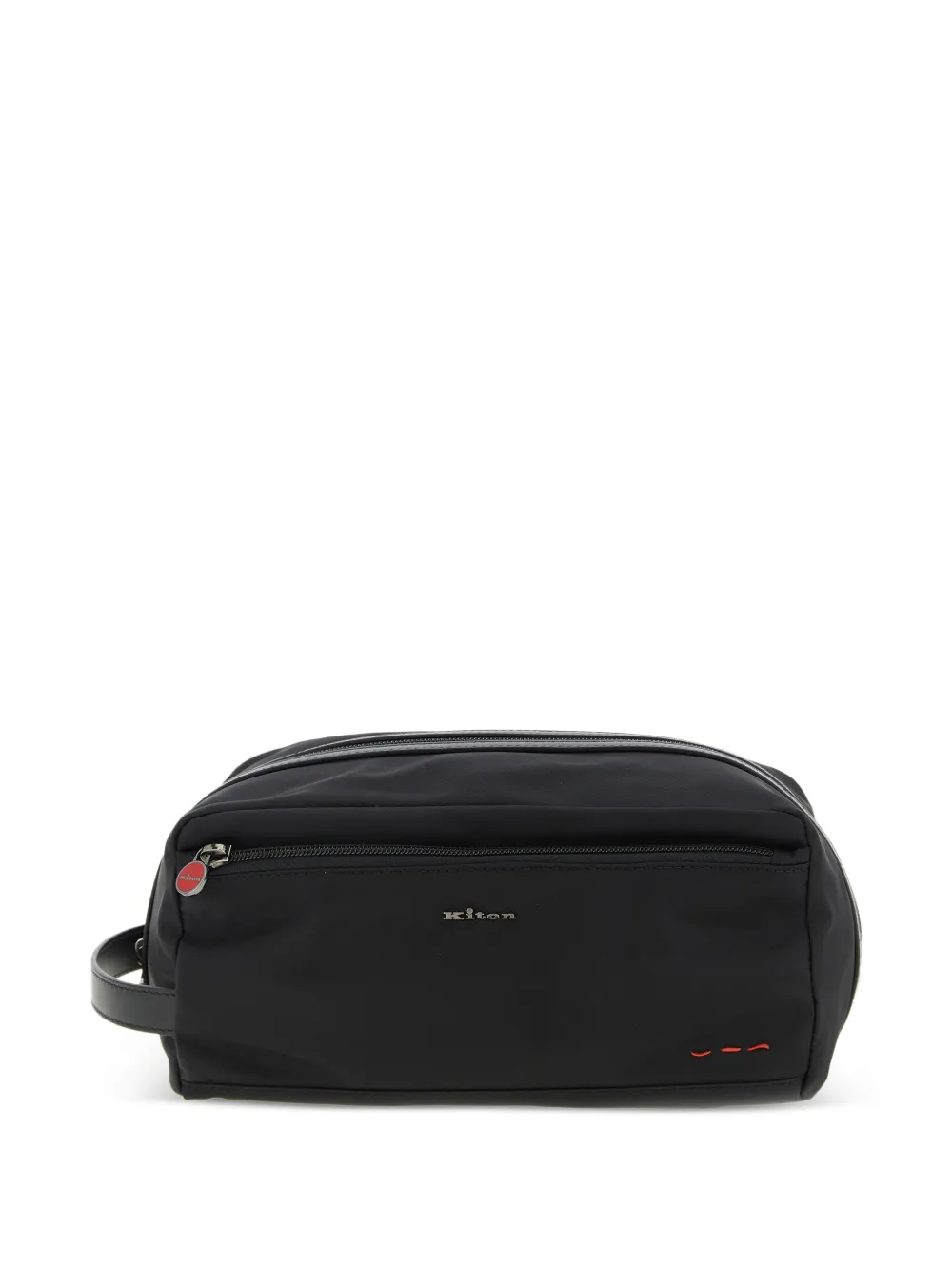 Kiton logo-lettering zipped wash bag - Schwarz