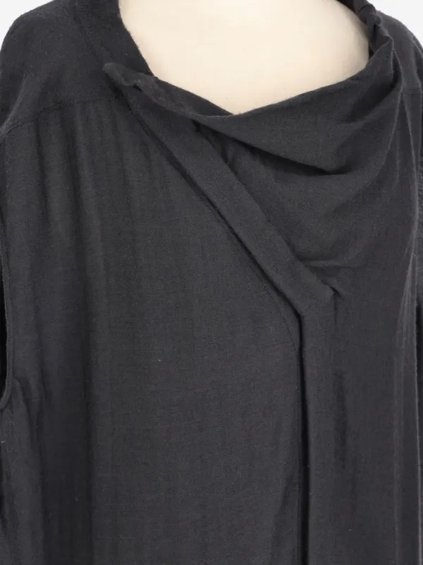 rick owens shirt dress Rick Owens Vintage Draped round-neck Shirt Dress | Black